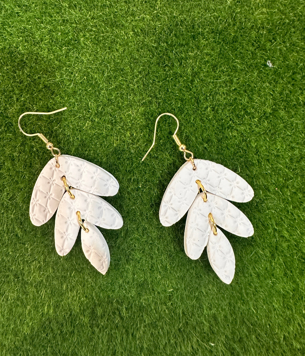 Handmade Polymer Clay Dangle Earrings – Textured Leaf Design – Lightweight Minimalist Jewelry
