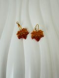 Golden Brown Leaf Earrings – Handmade Polymer Clay Hoops for Fall